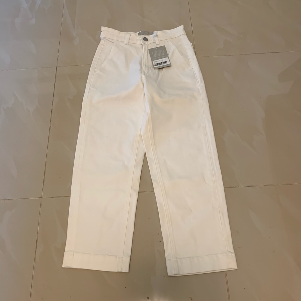 Women Everlane The Straight Leg Crop Denim Bone Ivory NEW